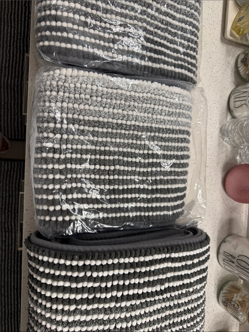 Black and White Striped Accent Rug